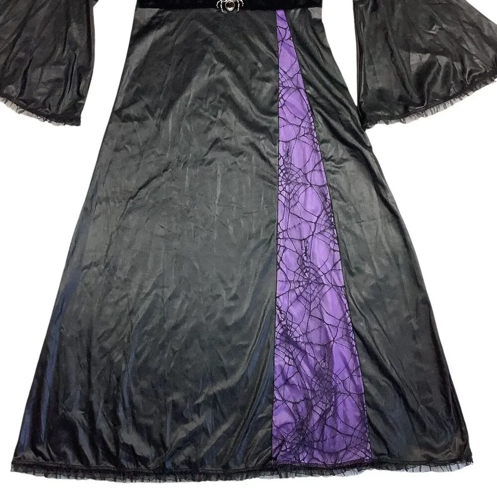 Spirit Halloween Sorceress Witch Hooded Dress Costume Girls XL 14 - 16 Spider